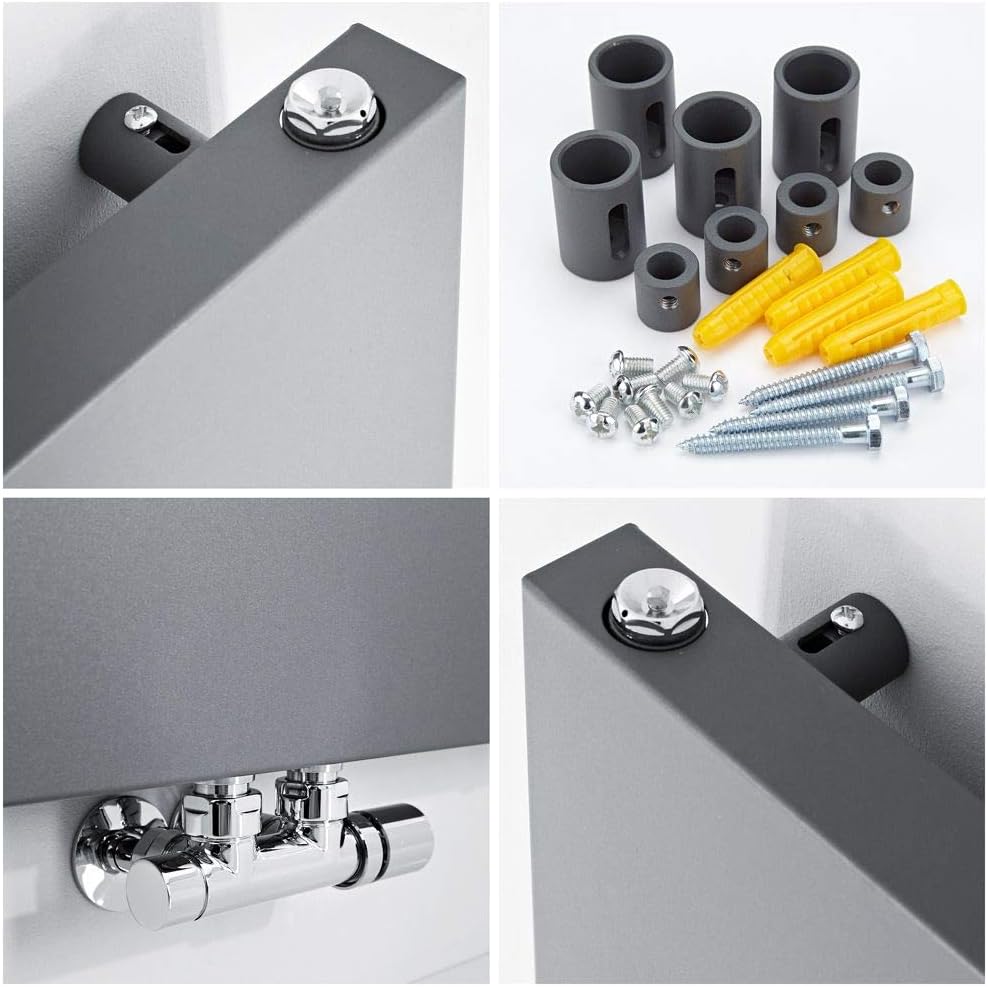 Hudson Reed Rubi - Design Heizkörper 1800mm x 400mm in Anthrazit