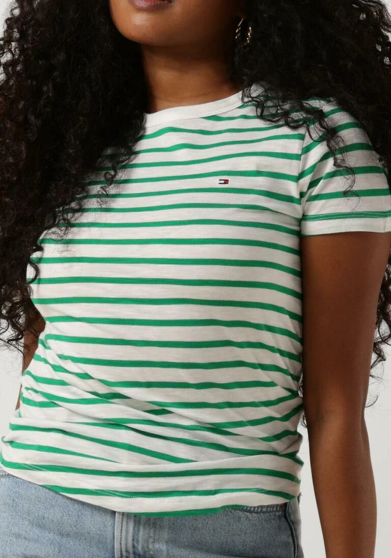 TOMMY HILFIGER groene tommy hilfiger t-shirt 1985 slim slub c-nk