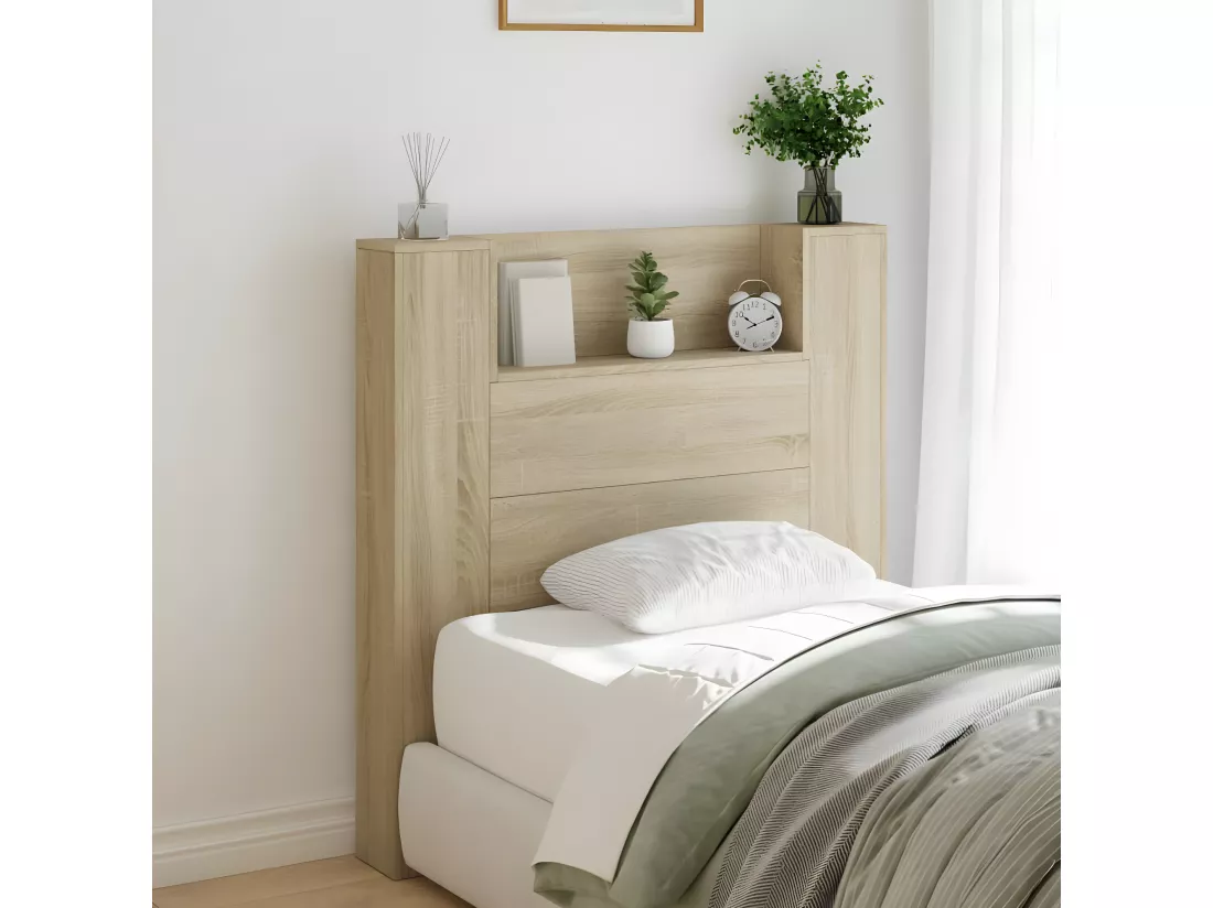 Armoire tête de lit avec LED chêne sonoma 100x16,5x103,5 cm