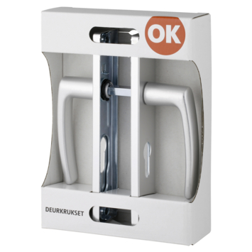 OK deurkruk set Blok recht schild profielcilindergat 55 mm aluminium