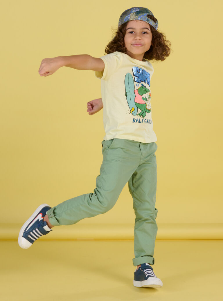 T-shirt jaune à motif aligator