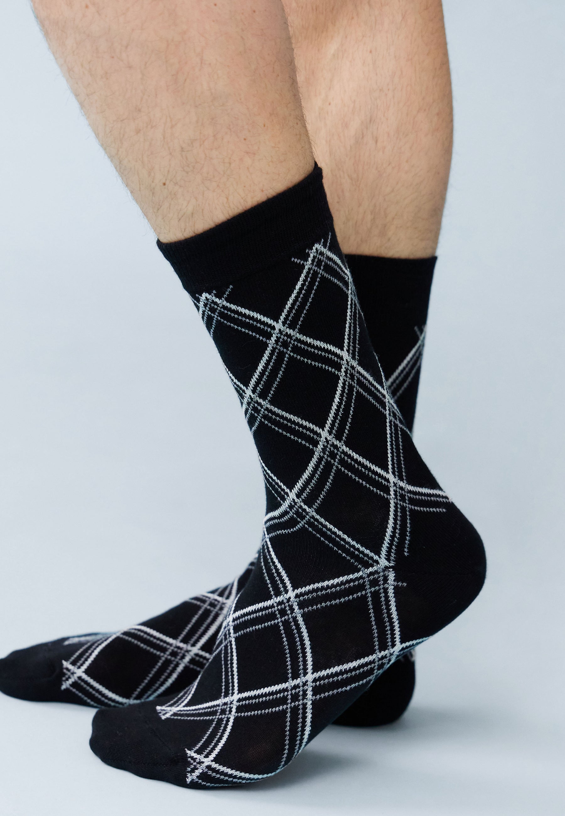 Chaussettes mi-hautes-Lucas Tartan Noir