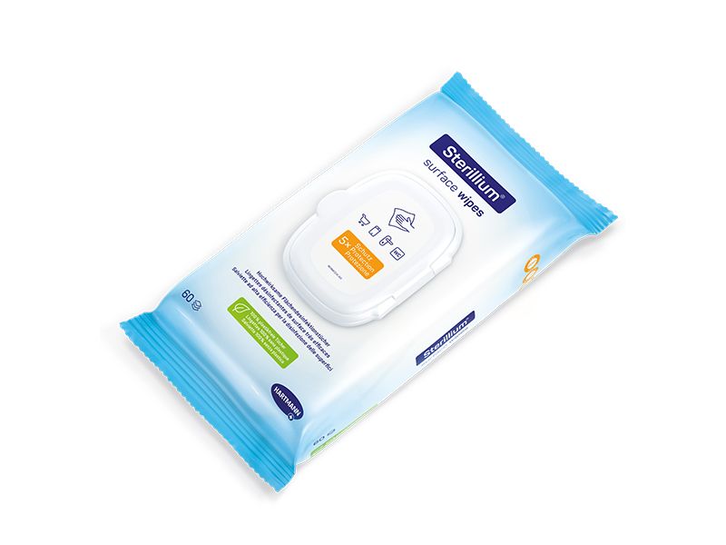 Sterillium Desinfektionstücher Surface Wipes 7 x 60 Stück Plastikfreie Tücher zur Desinfektion, 20 x 18 cm