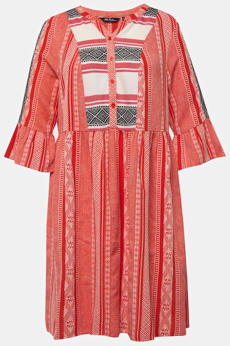 Tunikakleid, Ethnomuster, Tunika-Ausschnitt, 3/4-Arm
