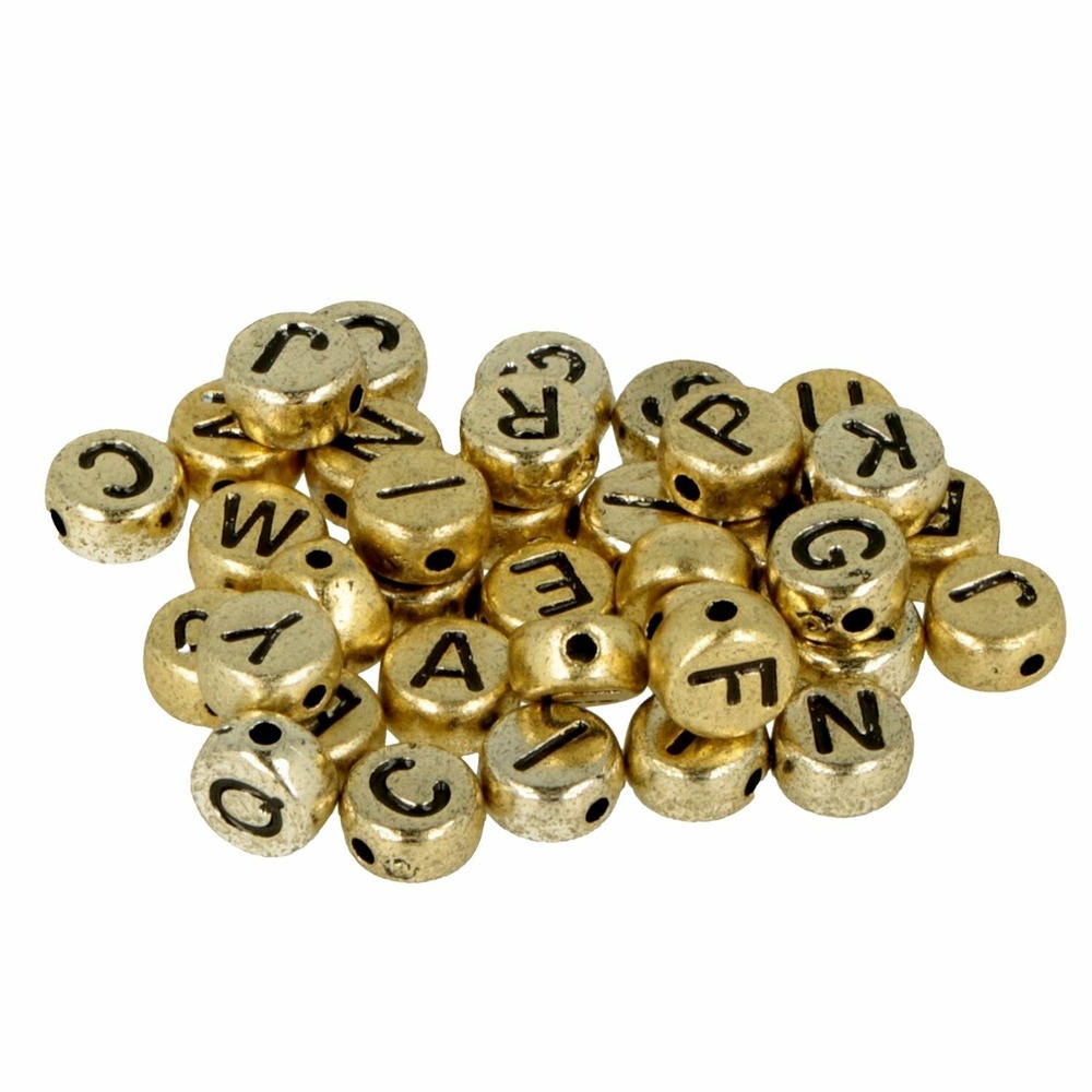 600 perles alphabet blanc/ doré