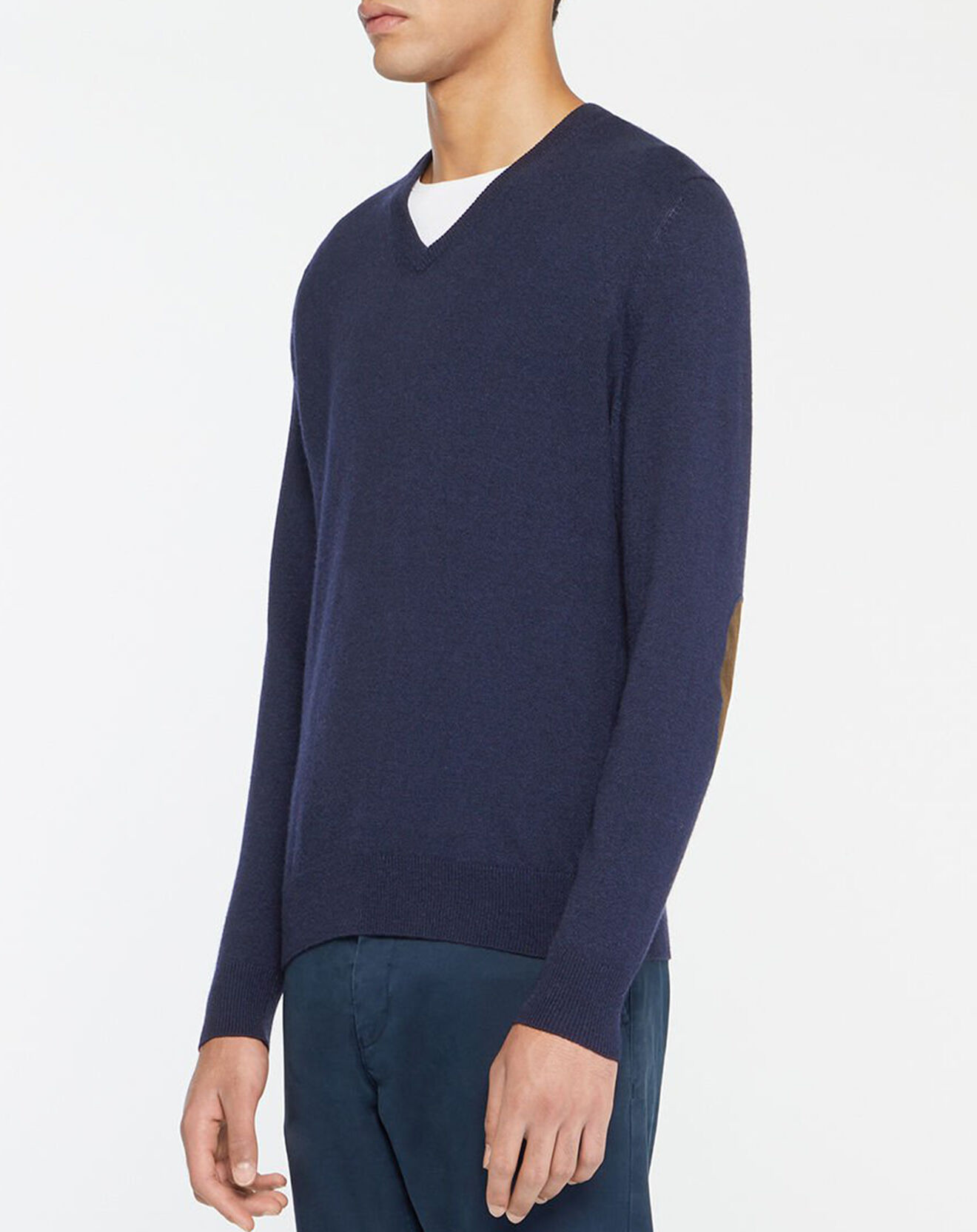 Hackett London Pull en Laine & cachemire mélangés col V bleu marine