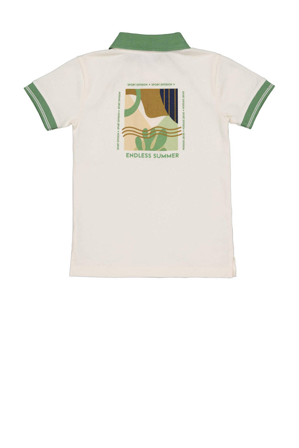 Quapi T-shirt BAUKE met backprint wit/groen