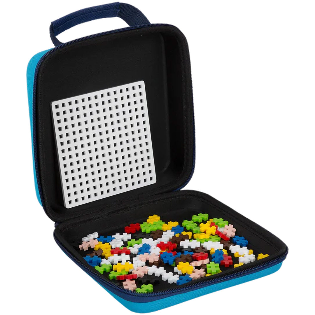 plus-plus bouwstenen in reiskoffer - blauw - 100st