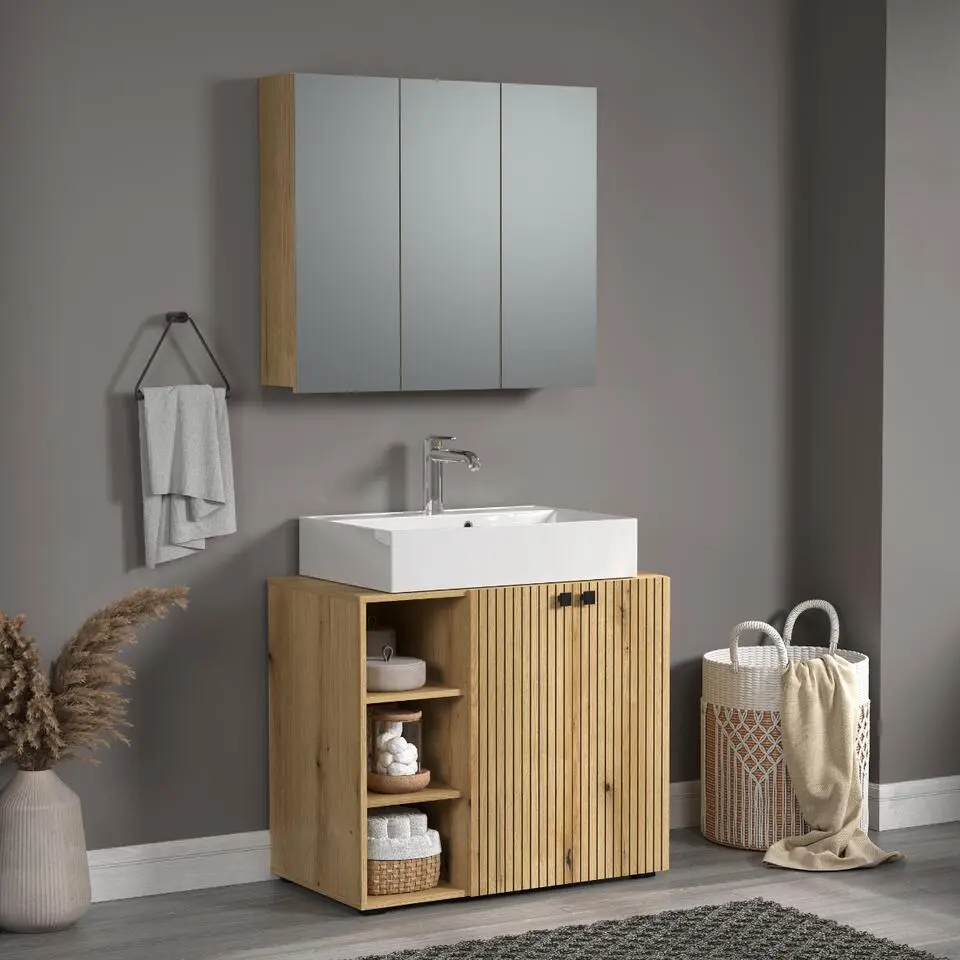 CALICOSY - Badkamerkast met spiegel PUREBLISS - 20x90x80 cm