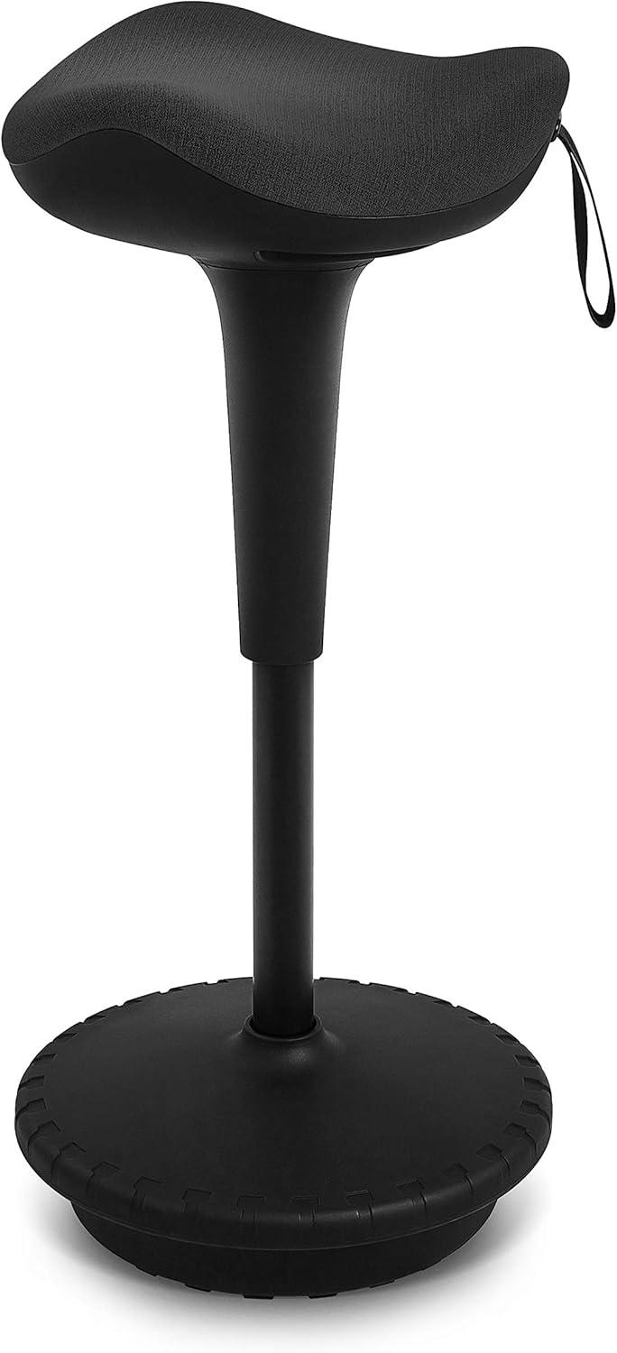 IWMH Ergonomischer Arbeitshocker, Hochverstellbare Stehhilfe, Atmungsaktiver Sitz-Steh-Hocker 360° Drehbar, Ergonomische Stehhocker Büro(Schwarz)