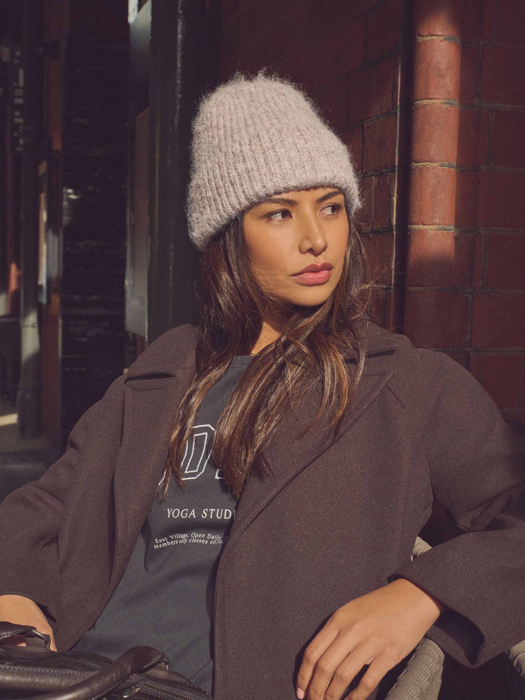 Moutkleurig - Geribbelde beanie-muts met wol
