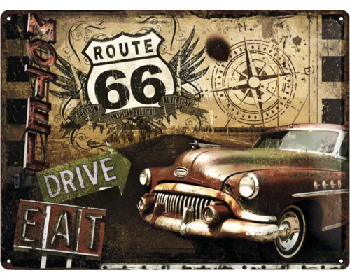 Blikken bord Highway 66 Road Trip 30x40 cm