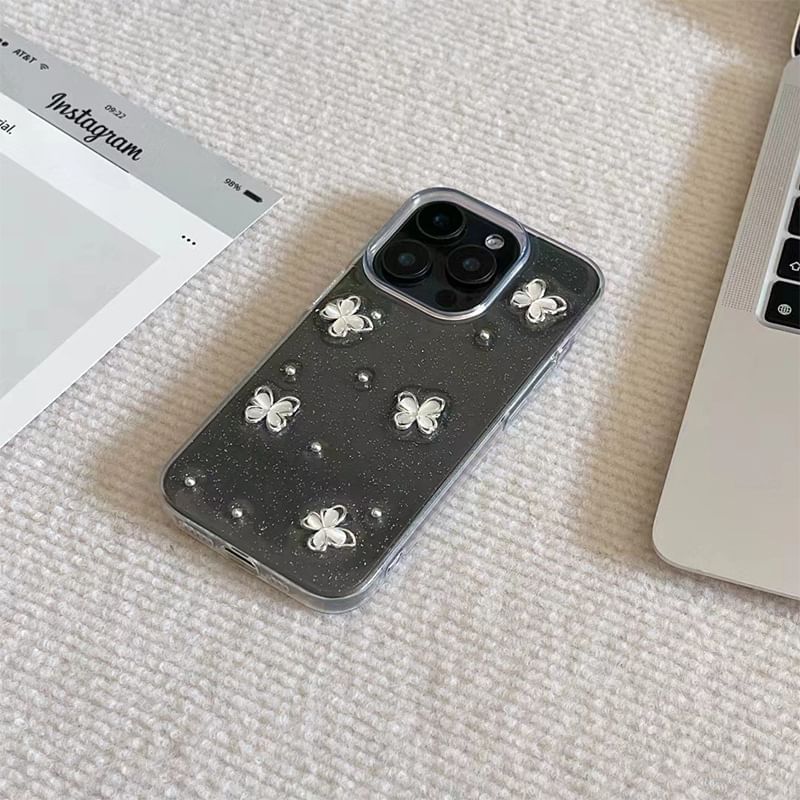 Mobby - Transparante vlindertelefoonhoes - iPhone 16 Pro Max / 16 Pro / 16 Plus / 16 / 15 Pro Max / 15 Pro / 15 Plus / 15 / 14 Pro Max / 14 Pro / 14 Plus / 14 / 13 Pro Max / 13 Pro / 13 / 13 Mini