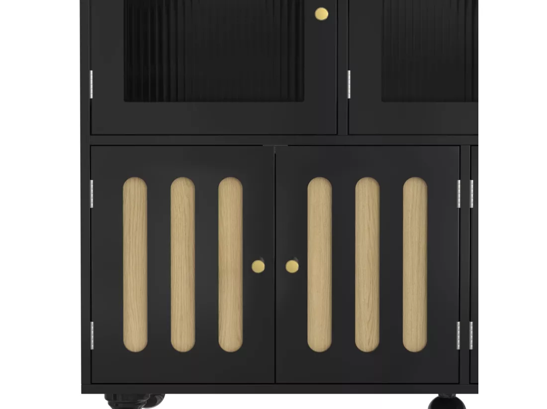 Buffet noir contemporain avec verre changhong,d120cm×h90cm