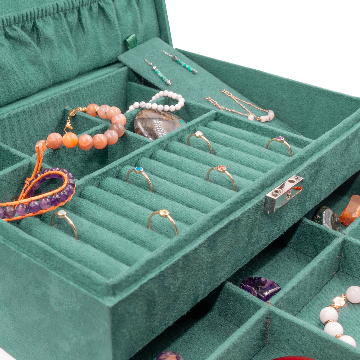 Grande boîte à bijoux velours vert émeraude