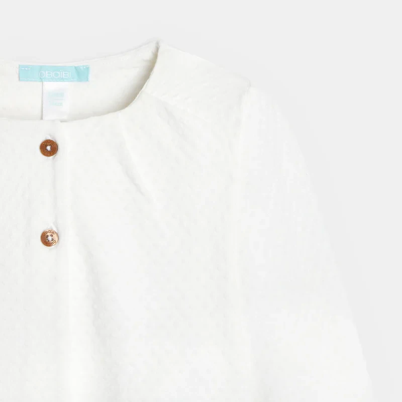 Gilet en maille effet pois blanc bébé fille Blanc
