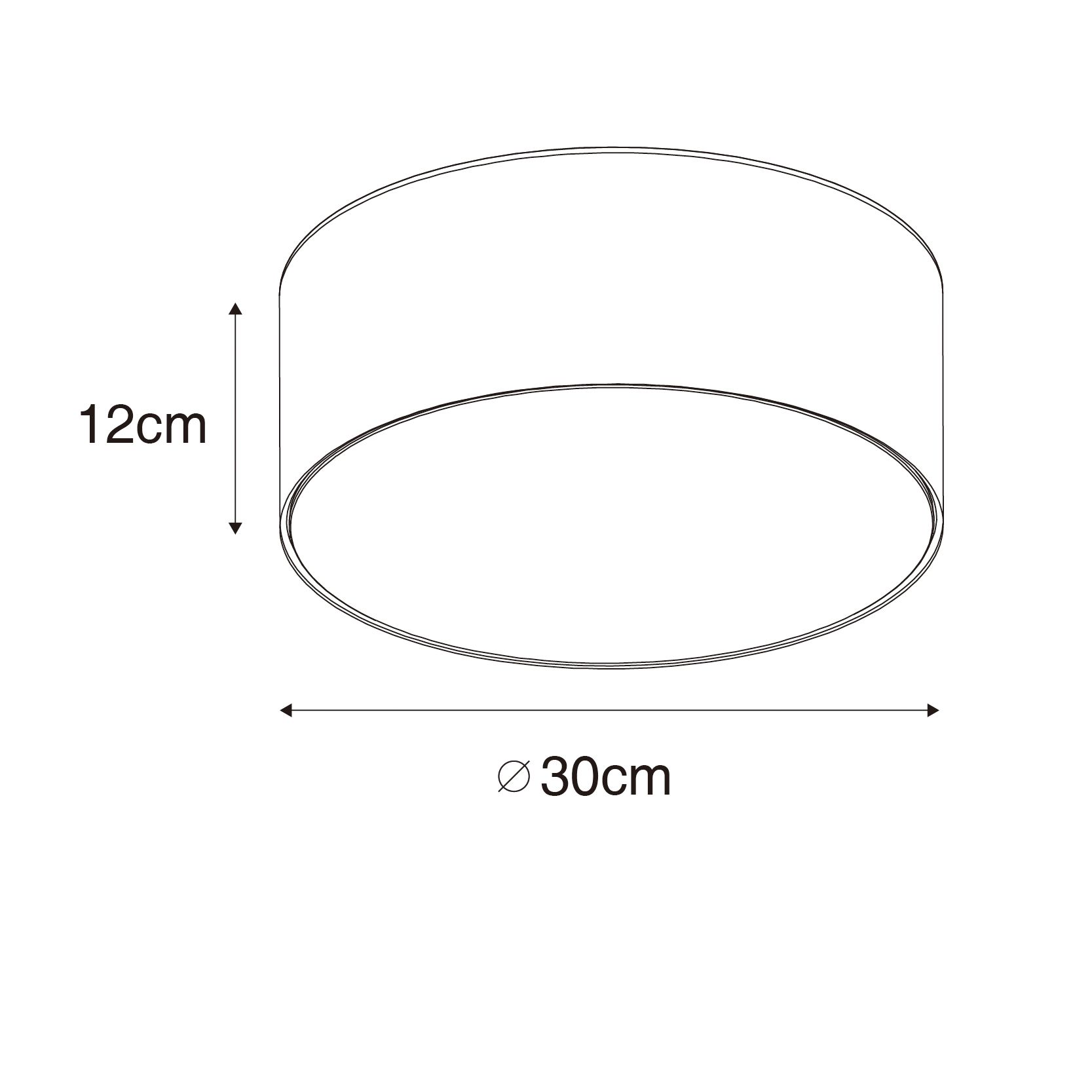 Moderne plafondlamp zwart 30 cm met gouden binnenkant - Drum