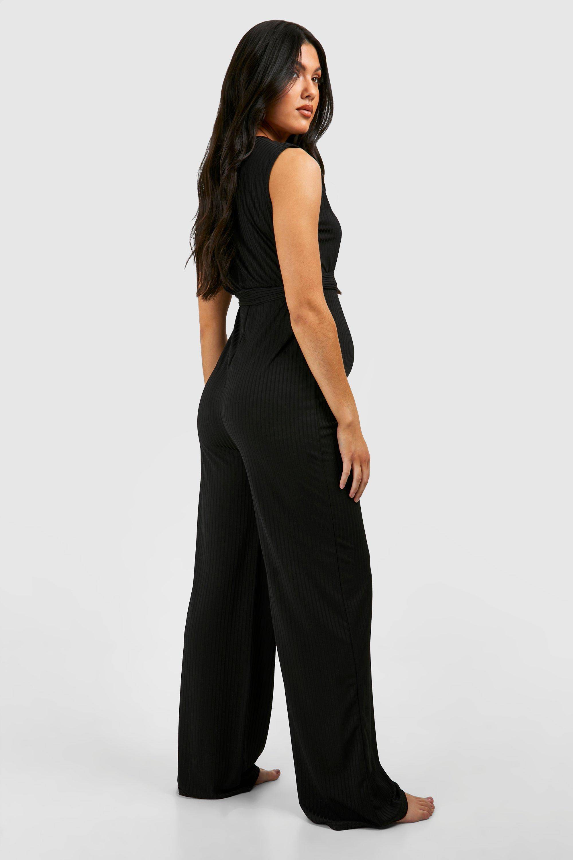 boohoo Combinaison de maternité à côtes, sans manches, avec ceinture pour se détendre