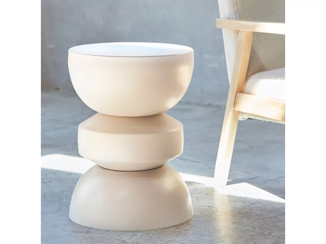 Table d'appoint. bout de canapé. table de chevet en métal. crème. Assa. Ø32 x H 44.5cm