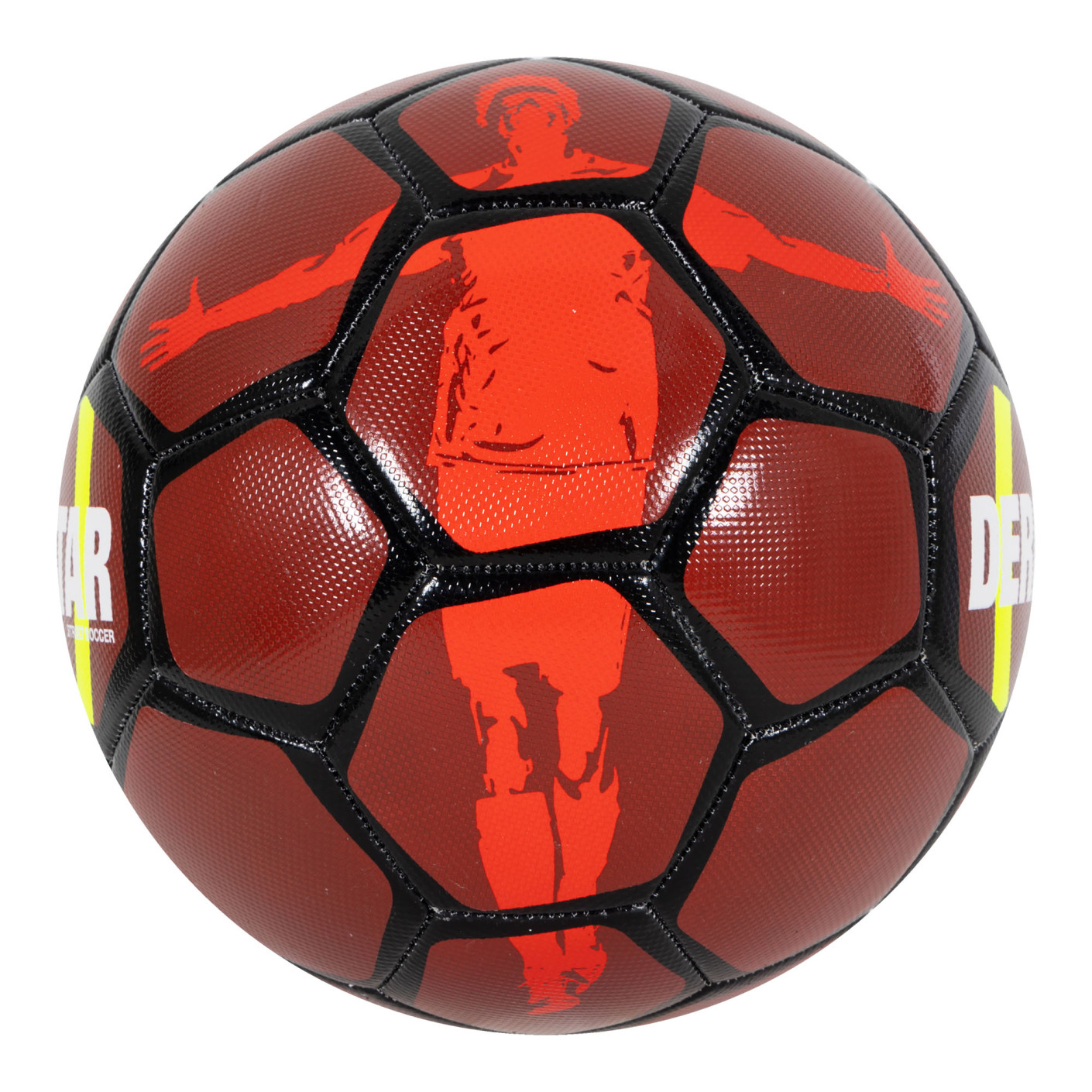 Derbystar Straatvoetbal Maat 5 Rood Zwart Geel