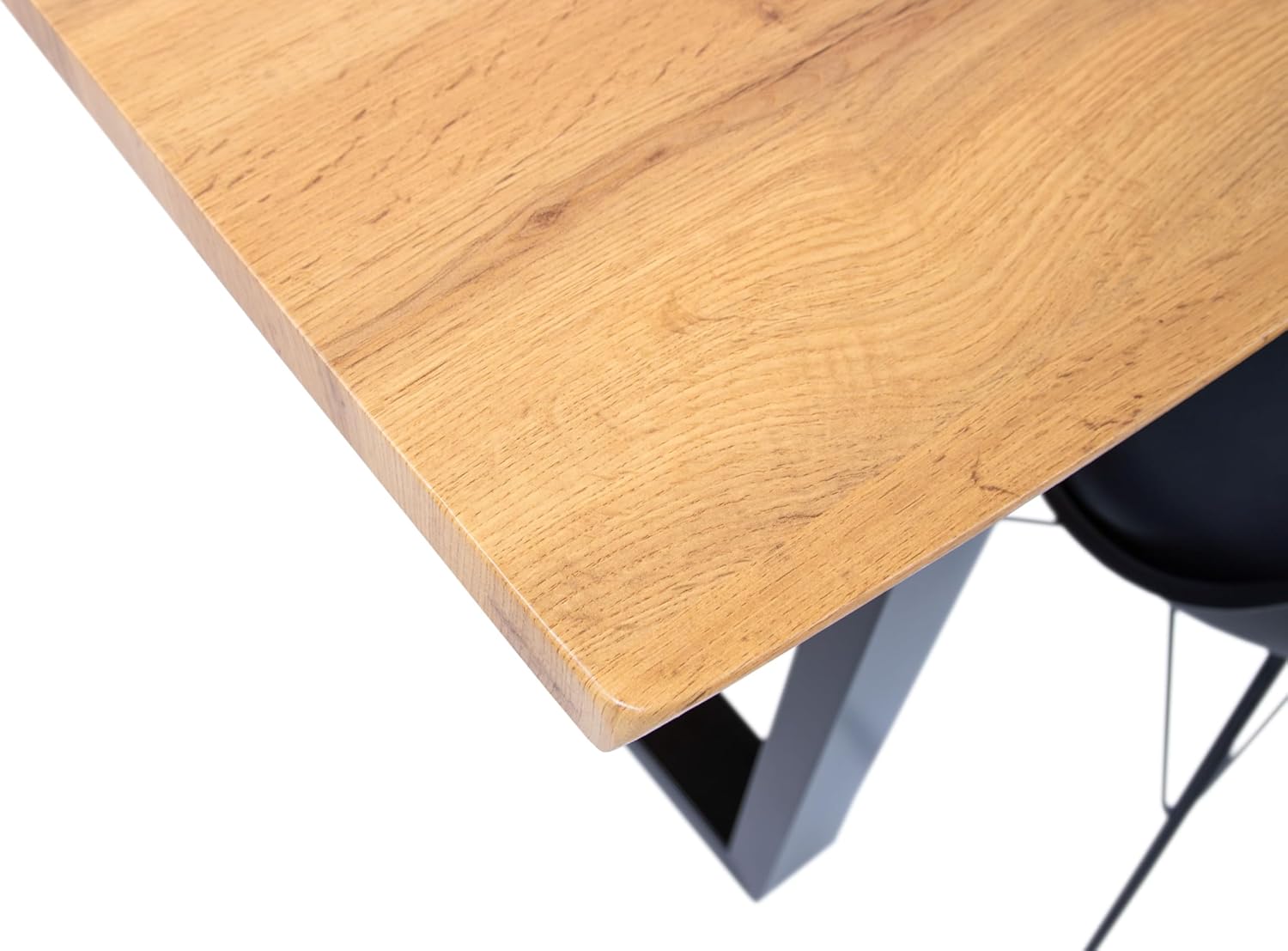 SAM Esstisch Josy | 160 x 85 cm | Holz Wildeiche-Optik| U-Gestell Metall schwarz | 40 mm Tischplatte mit Baumkante | Tisch für Esszimmer & Küche