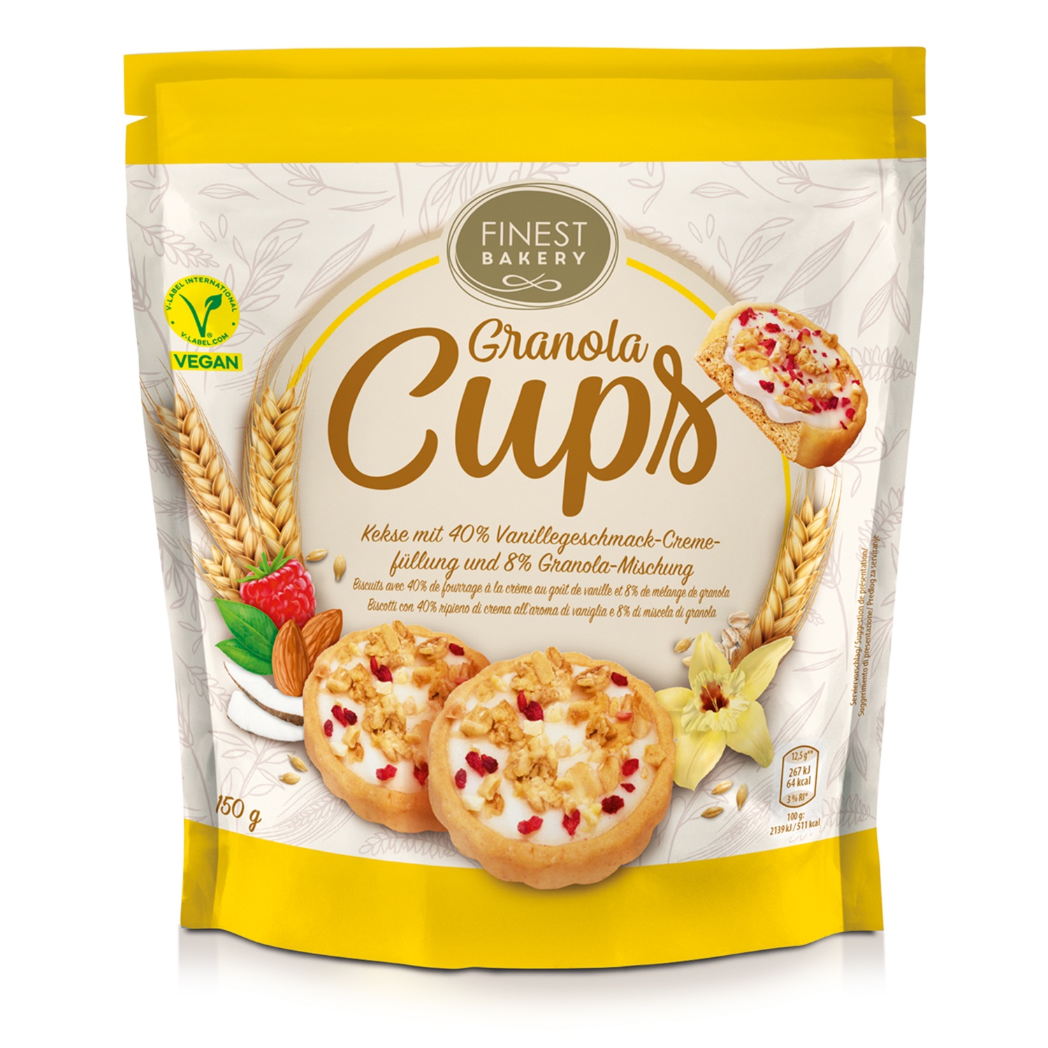 FINEST BAKERY Granola Cups, Vanille/Himbeere