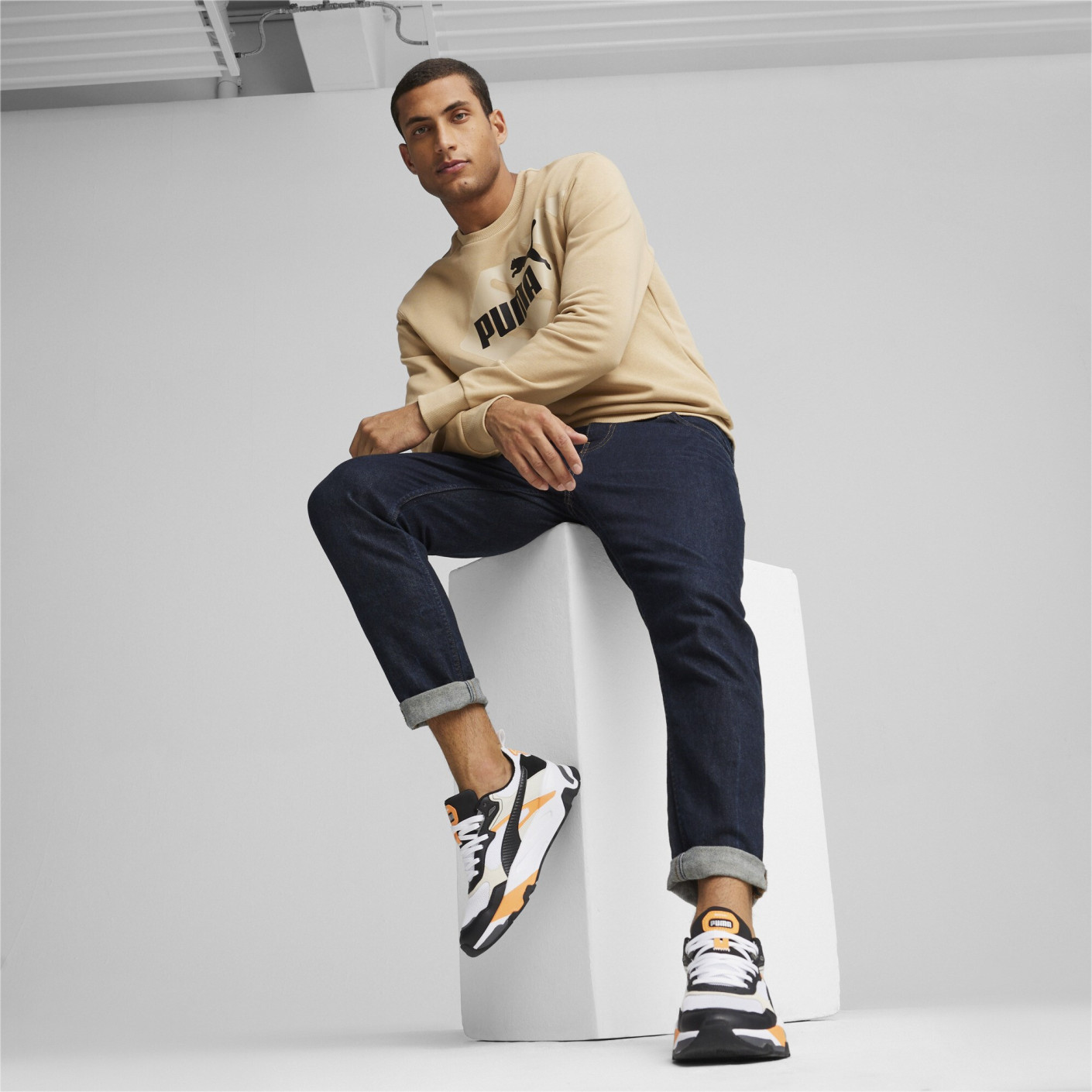 PUMA Trinity Sneakers Wit Zwart Beige Oranje
