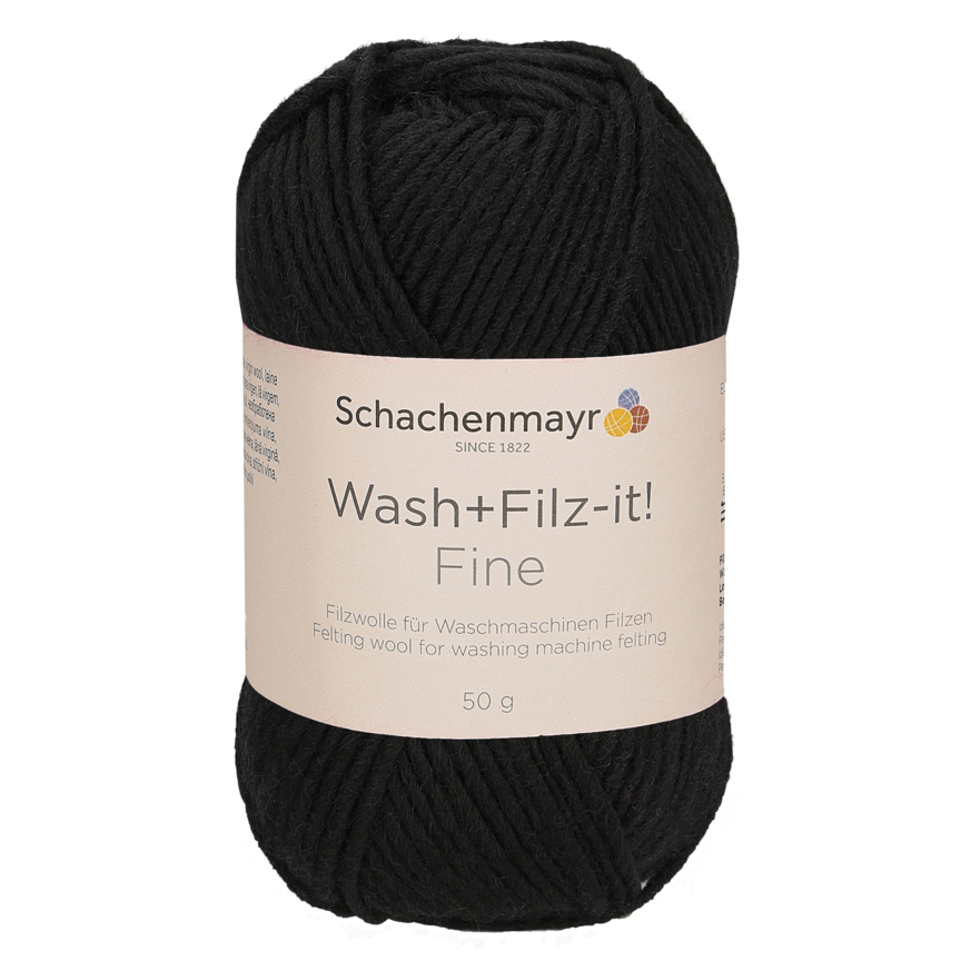 Handstrickgarn WASH + FILZ IT! FINE - black - 50g