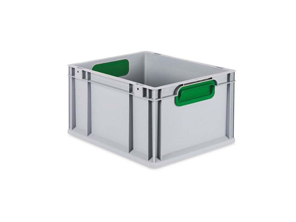 PROREGAL Eurobox Nextgen Kleur HxBxD 22 x 30 x 40 cm 20 liter Handgrepen Groen Gesloten Gladde Bodem Euro Container Transportbox