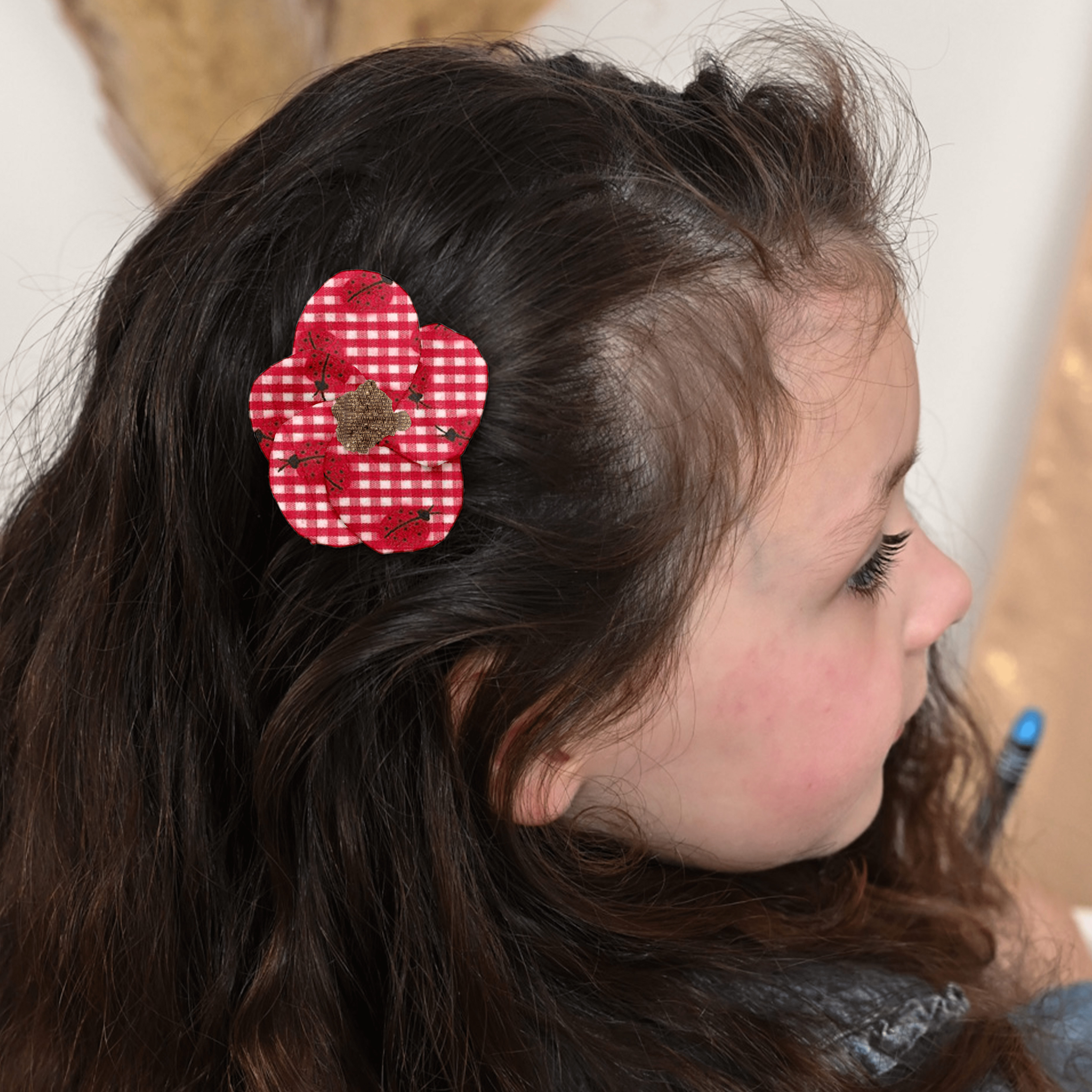 Petite Barrette Pétales De Fleur Vichy Coccinelle