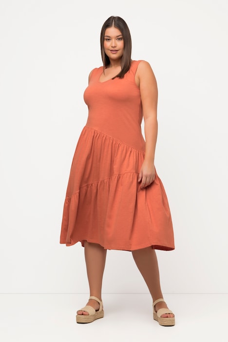 Midikleid, A-Linie, V-Ausschnitt, ärmellos, Biobaumwolle