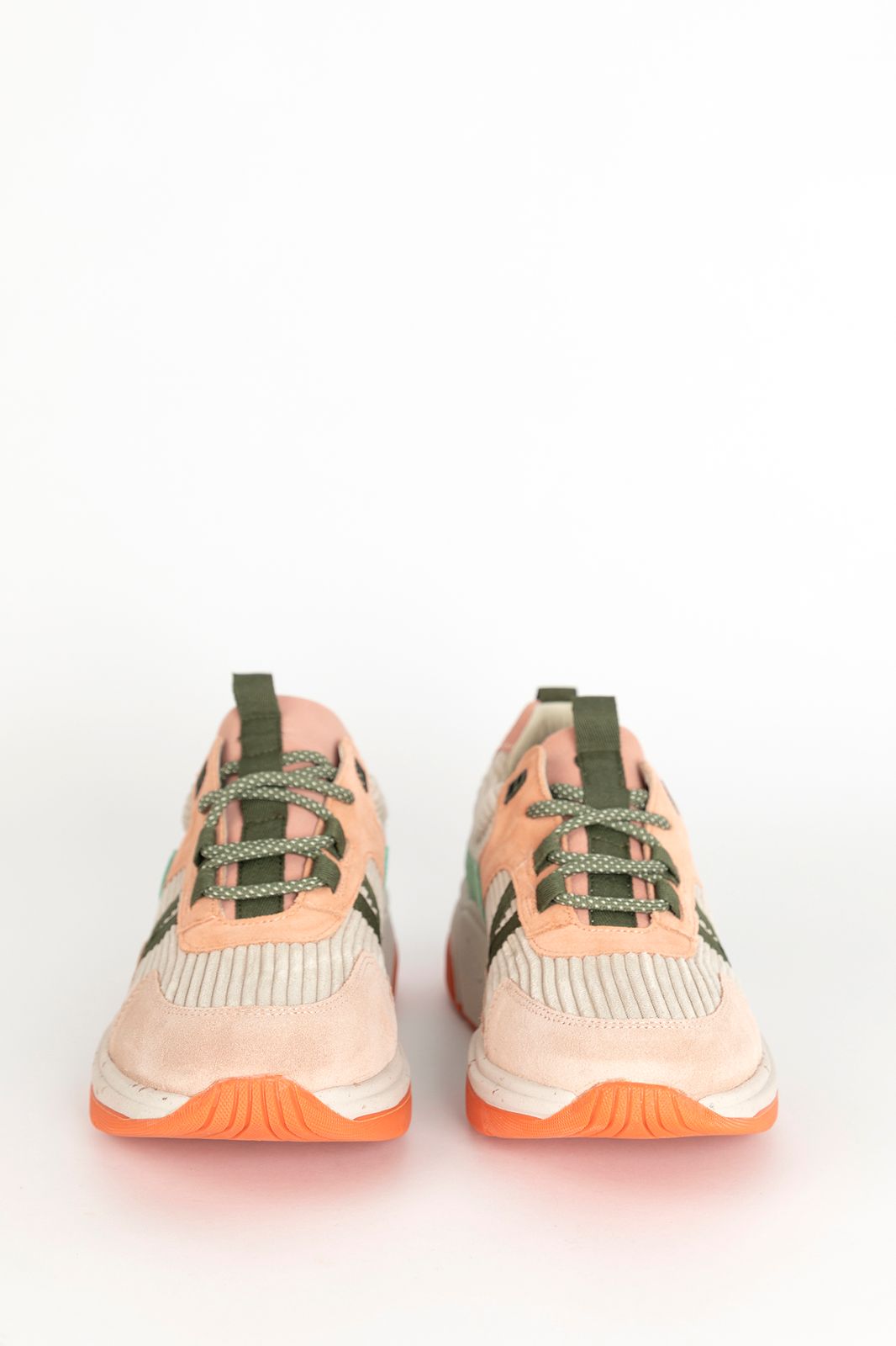 Multicolour suède sneakers met oranje details
