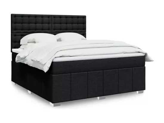 Sommier à lattes de lit avec matelas Noir 180x200 cm Tissu