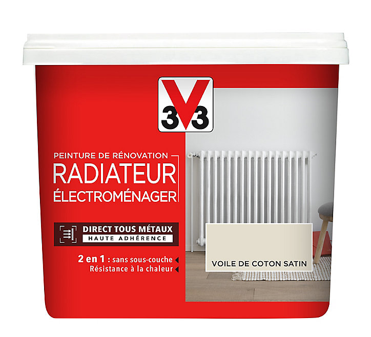 Peinture de rénovation radiateur électroménager V33 voile de coton satin 0,75L