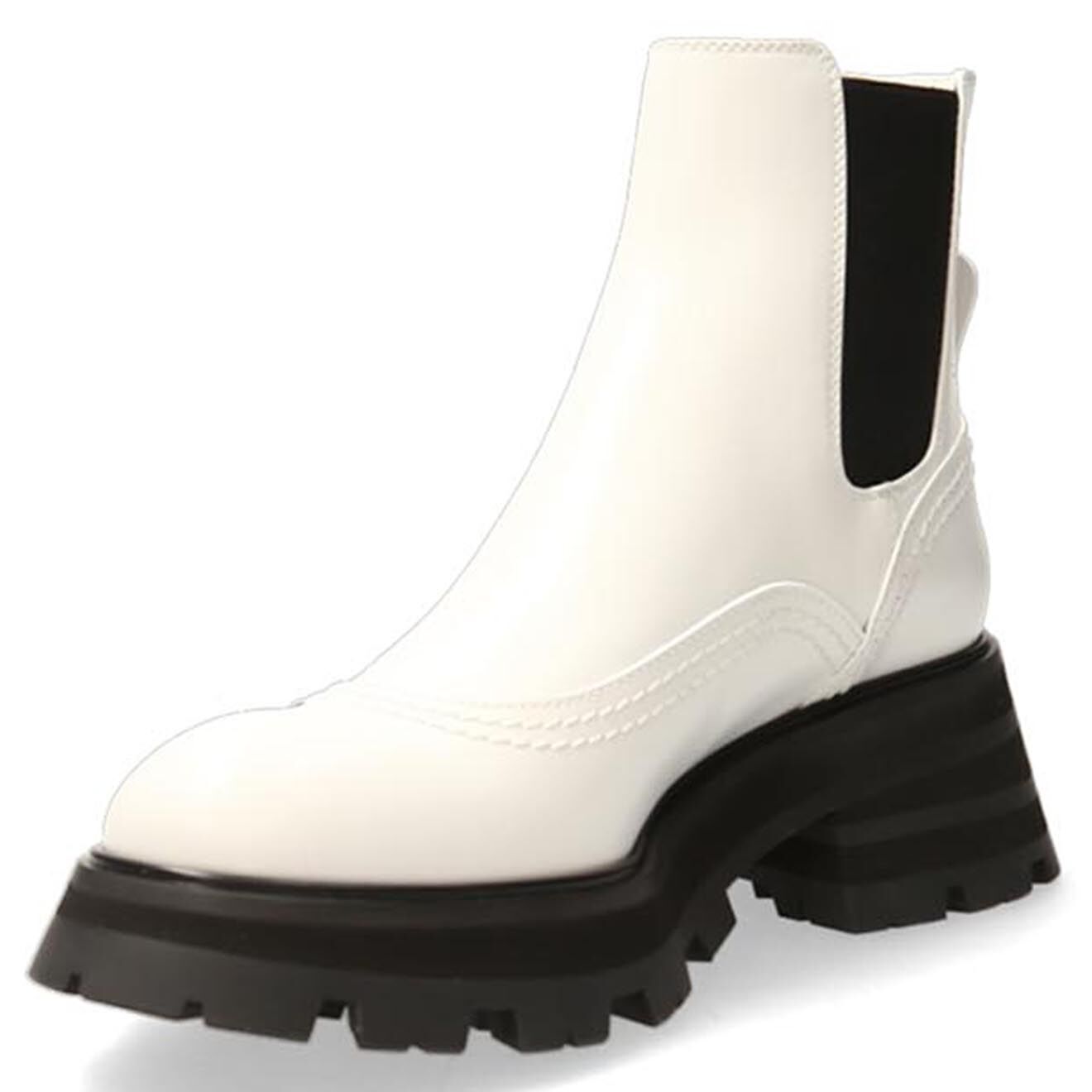 Alexander McQueen Chelsea Boots en Cuir ivoire/noir - Talon 6 cm