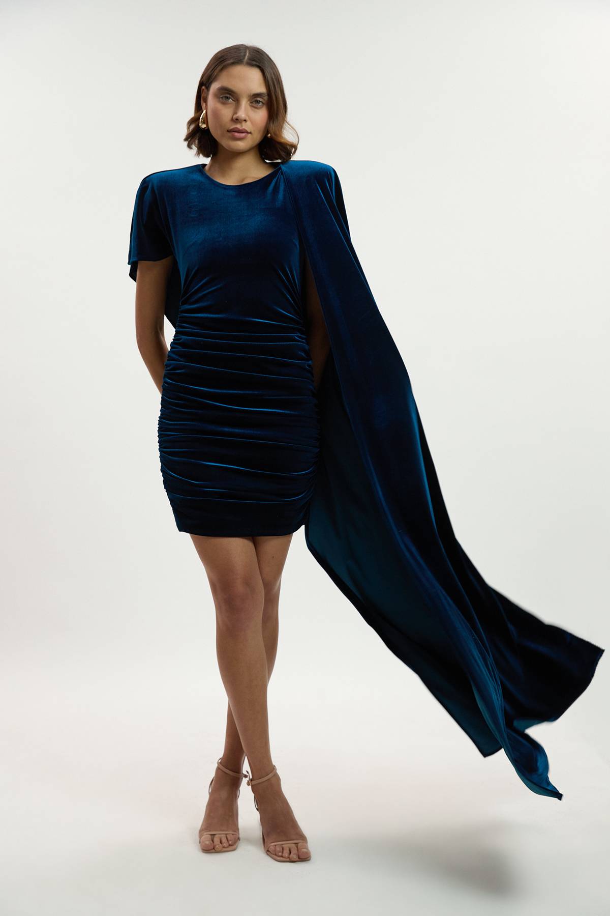 KarenMillen Robe Mini à Épaules Cape en Jersey Stretch