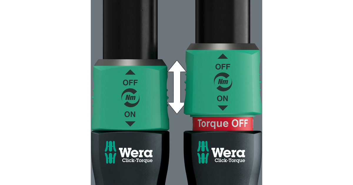 WeraClick-Torque Lock A 3 R/L draaimomentsleutel  (Zwart/groen, Instelbaar, Torque Lock functie, doorsteekvierkant (1/2