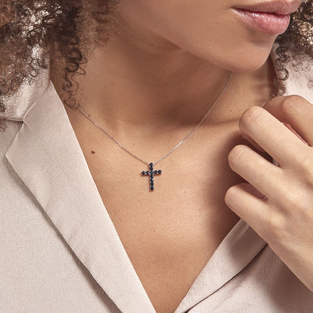 Pendentif Or Blanc Raynald Saphir