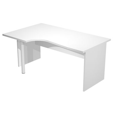 Bureau compact Trend - retour à gauche avec pieds panneaux + pied de renfort - L160 - plateau blanc