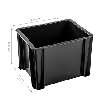 Stapelbare opbergbox Heavy Duty 16 liter zwart