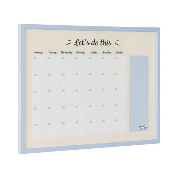 Bi-office Quadro Magnético Planner Mensal 60x45 cm Superfície De Aço Lacado e Moldura de Mdf Azul Pastel