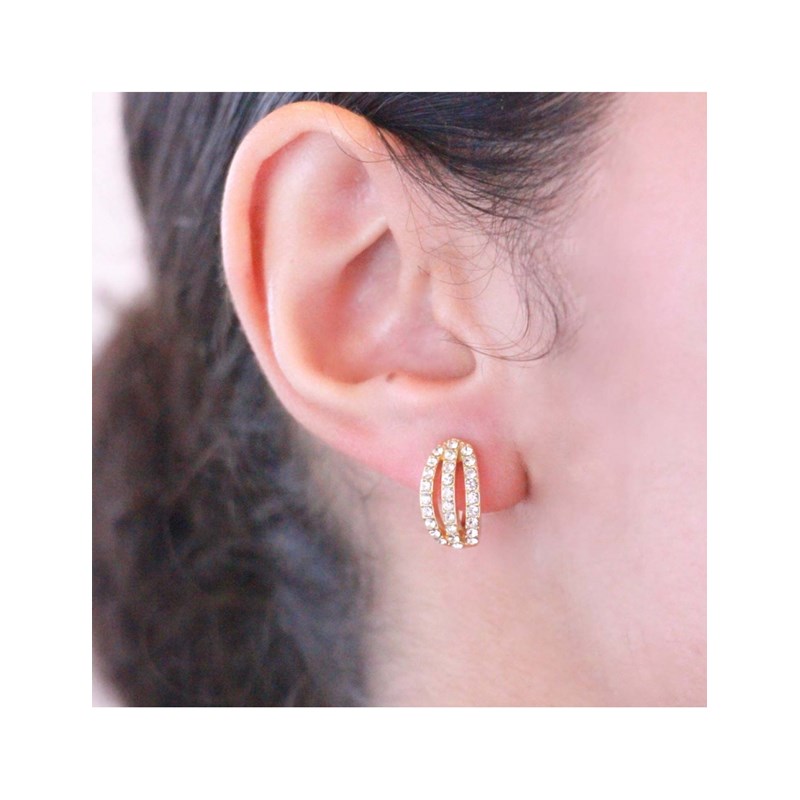 Boucles d'oreilles Elegant - Doré et Cristal