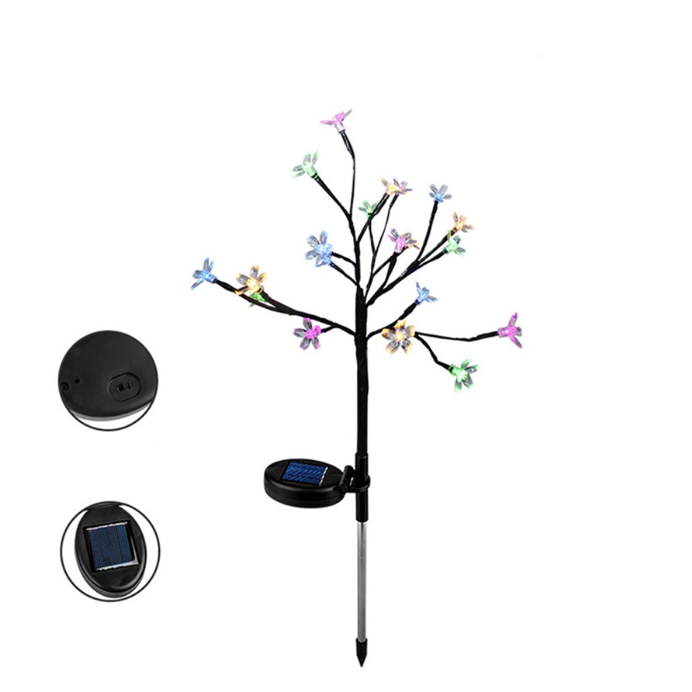 (2er Set) 20 LED's Solar Garten Licht Outdoor Kirschblüten Lampe Rasen Beleuchtung IP65 - Bunt