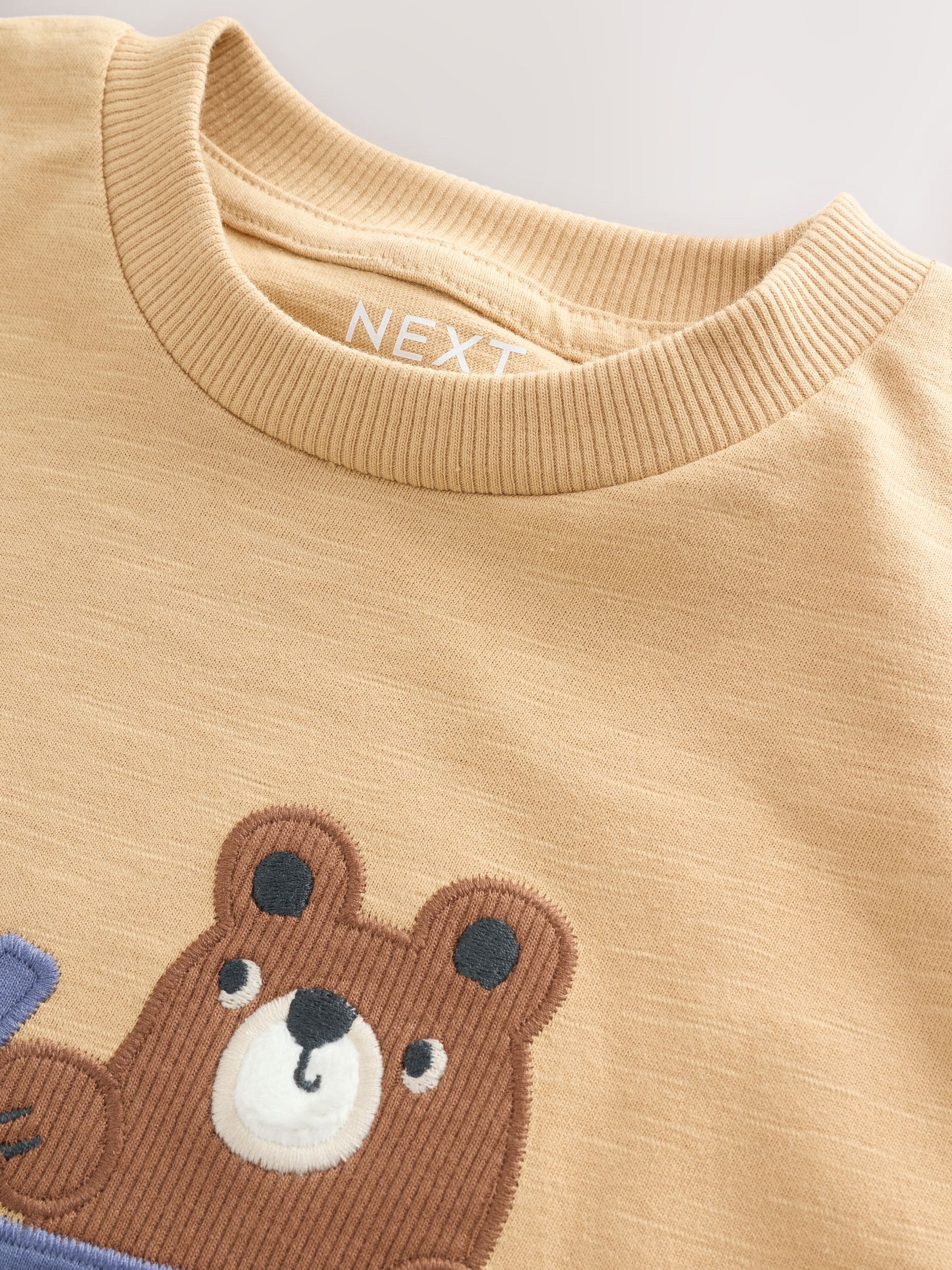 Blauw Woodland - Set van 3 T-shirts met lange mouwen en applicatie (3mnd-7jr)