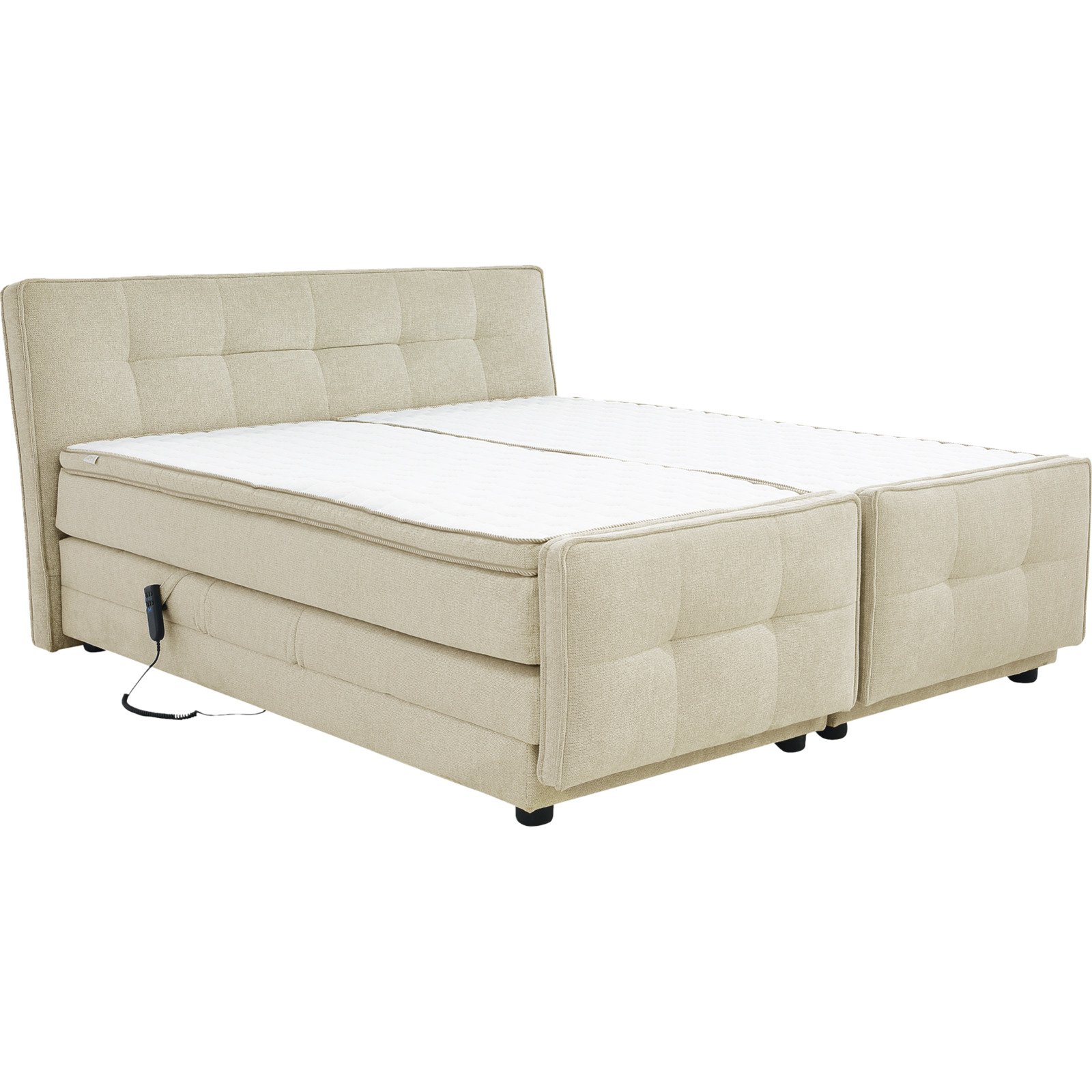 Boxspringbett Paloma Stoff 180 x 200 cm, mit verstellbarer Liegeposition per Fernbedienung braun/beige