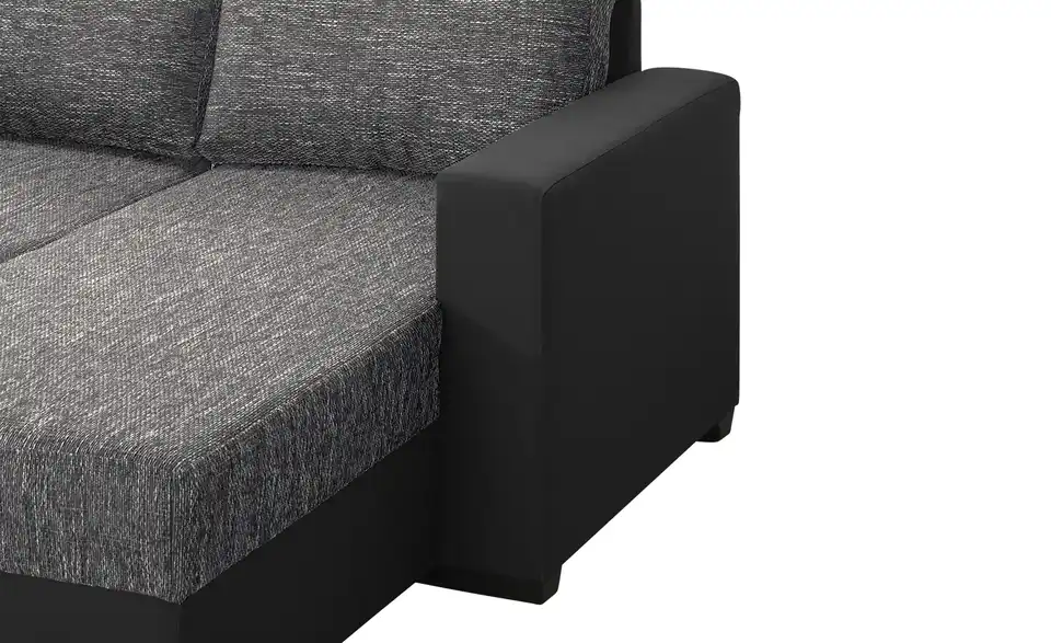 Ecksofa Navarra Grau, Schwarz rechts