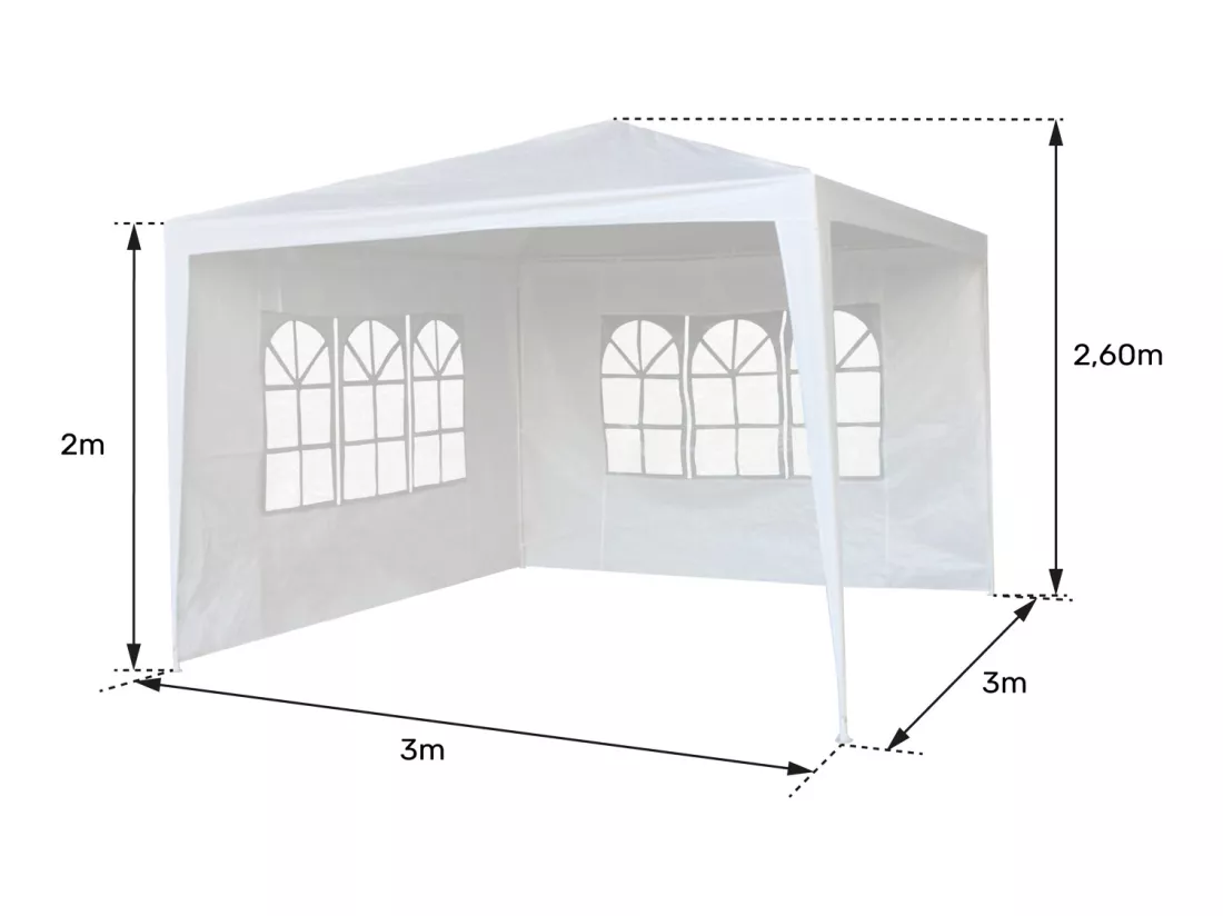 Tente de réception 3 × 3m TRAMONTANE - HAPPY GARDEN
