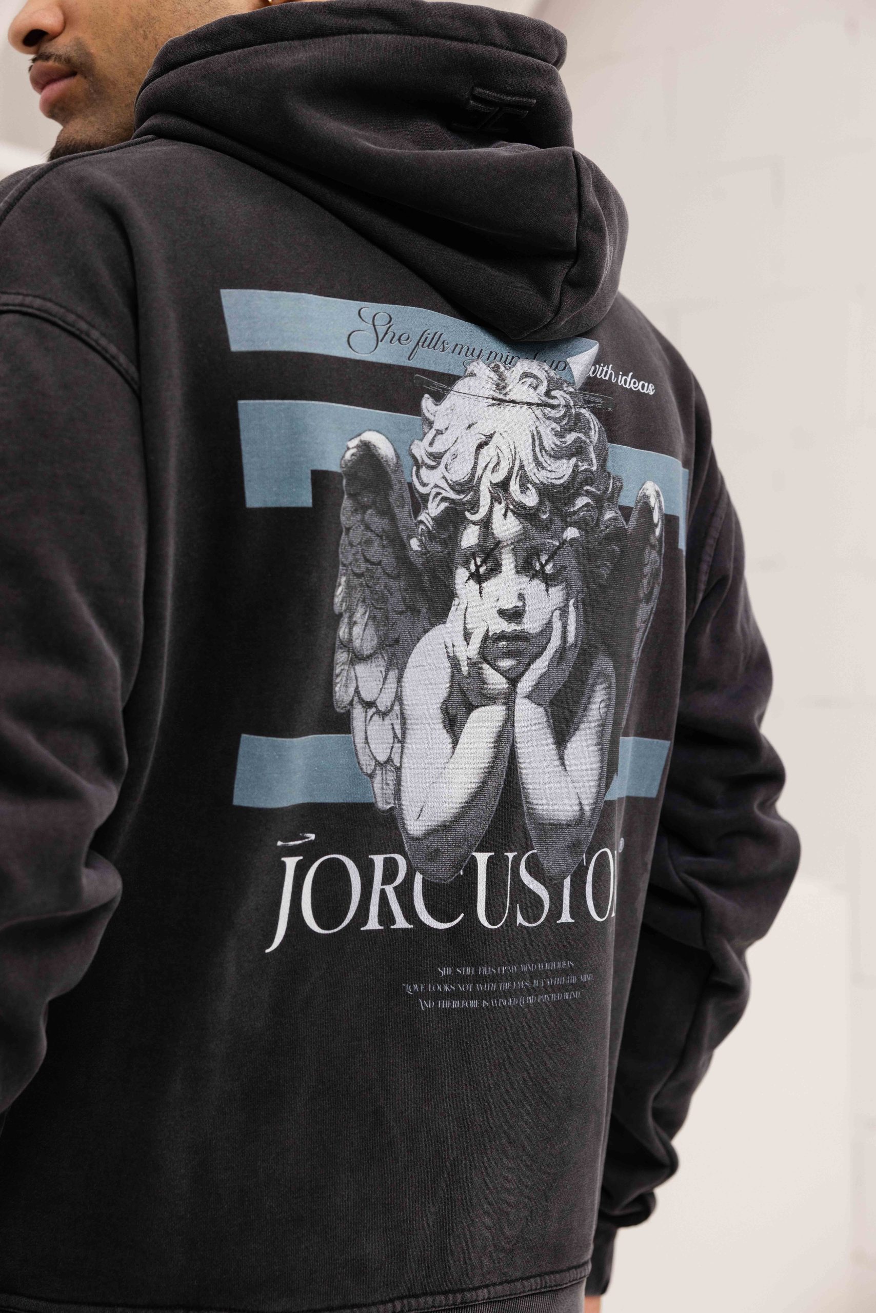 Jorcustom Fleece Angel 2.0 Oversized Hoodie Heren Donkergrijs