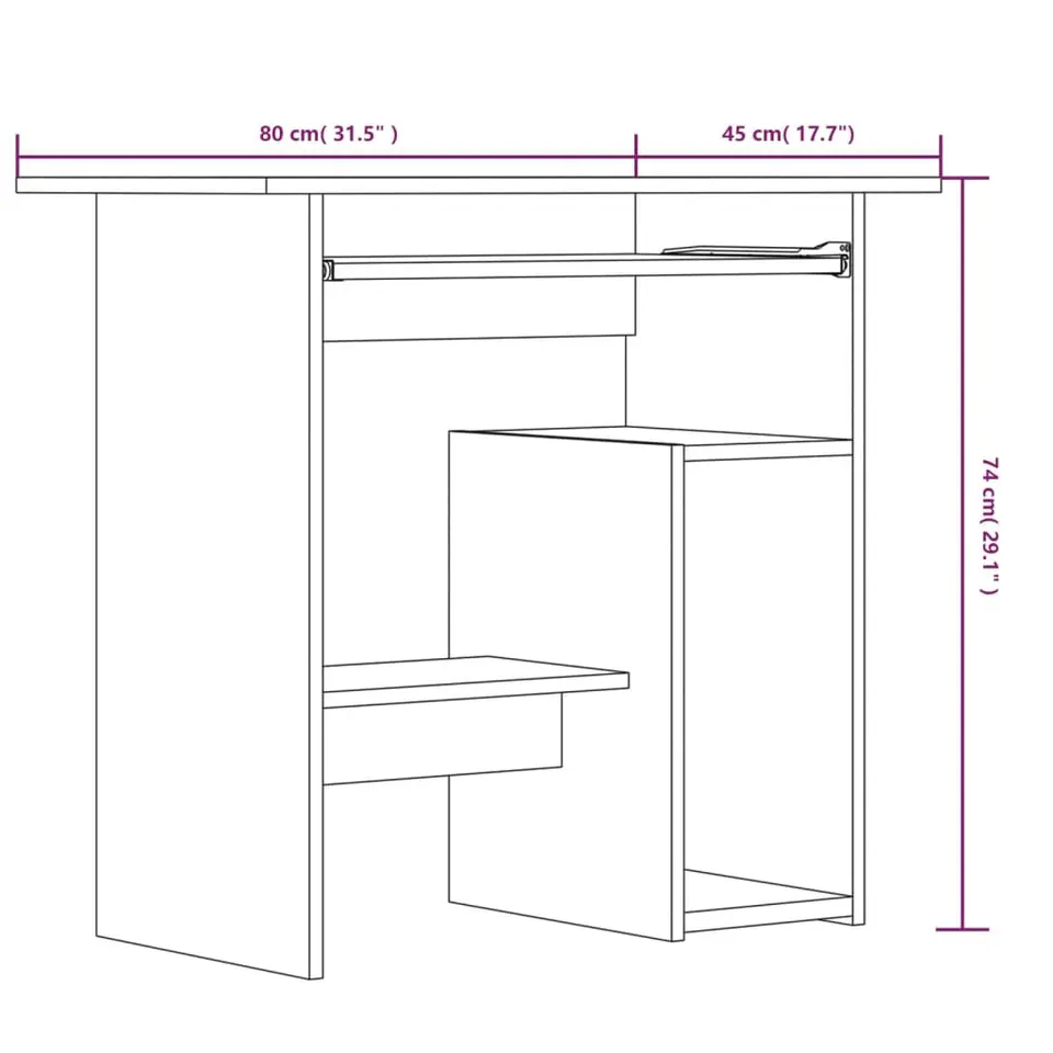 vidaXL - Bureau - Grijs - Bewerkt hout