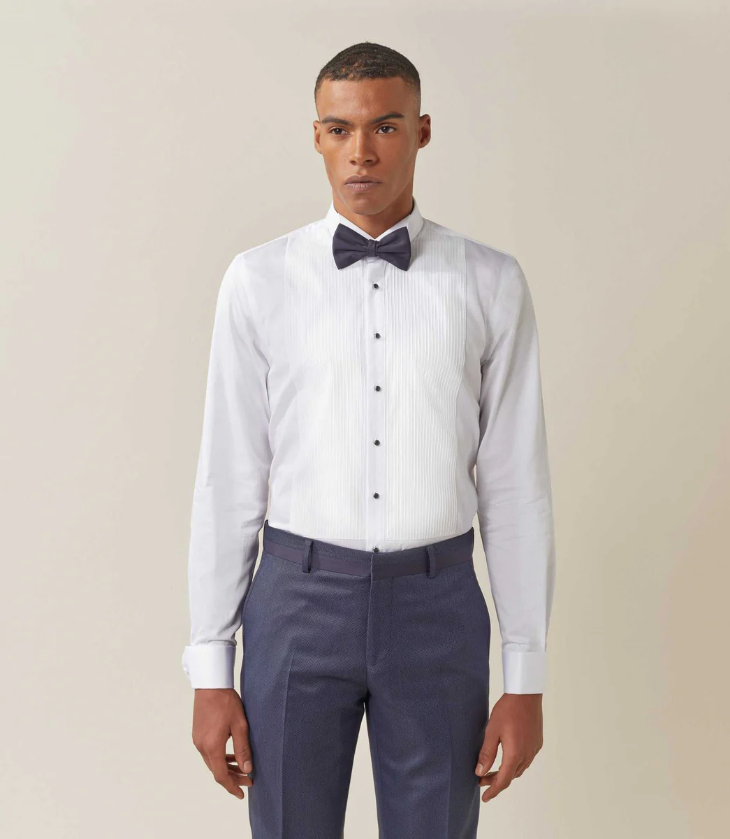 Chemise à plastron pliss blanche 